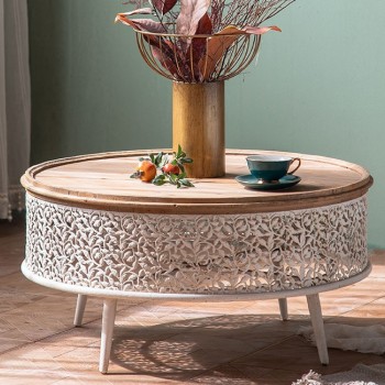 طاولة وسط مصنوعه من الخشب والمعدن L2095