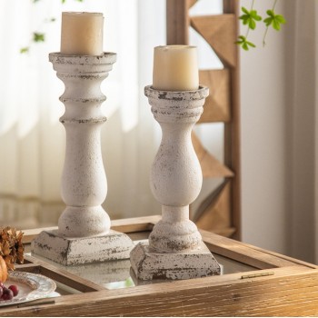 شمعدان خشب ابيض شابي شيك ستايل متوفر بثلاث احجام شمعدان خشب ابيض شابي شيك ستايل متوفر بثلاث احجام