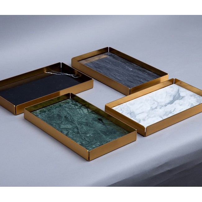 صواني رخام طبيعي بأطارات معدنيه ذهبي صواني رخام طبيعي بأطارات معدنيه ذهبي