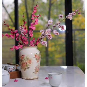 فازه سيراميك ارتفاع 20cm بتصميم ريفي 