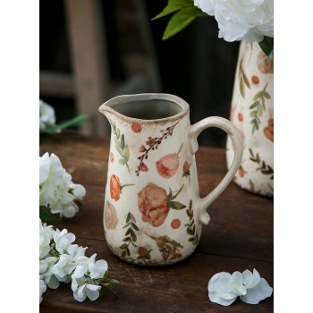 فازه سيراميك بتصميم الورود الريفيه فازه سيراميك بتصميم الورود الريفيه