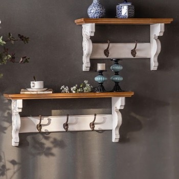 رف جداري من الخشب الطبيعي شابي شيك متوفر بحجمين