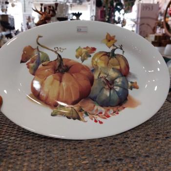 صحن تقديم سيراميك بيضاوي بتصميم الخريف 32*22cm