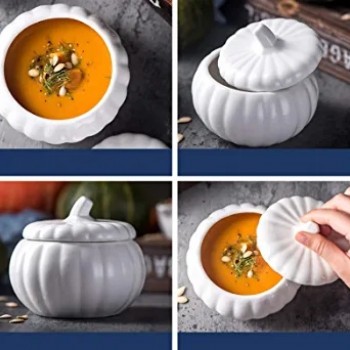 وعاء شوربه سيراميك بتصميم اليقطين الابيض