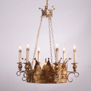 ثريا تاج مشغوله يدويا من المعدن شابي شيك ستايل ثريا تاج مشغوله يدويا من المعدن شابي شيك ستايل