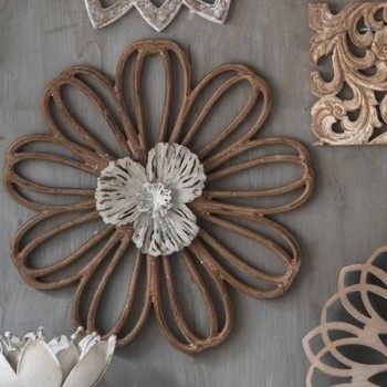 لوحة جداريه خشب طبيعي مطعمه بالمعدن روز