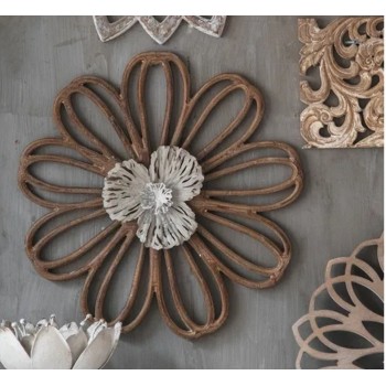 لوحة جداريه خشب طبيعي مطعمه بالمعدن روز