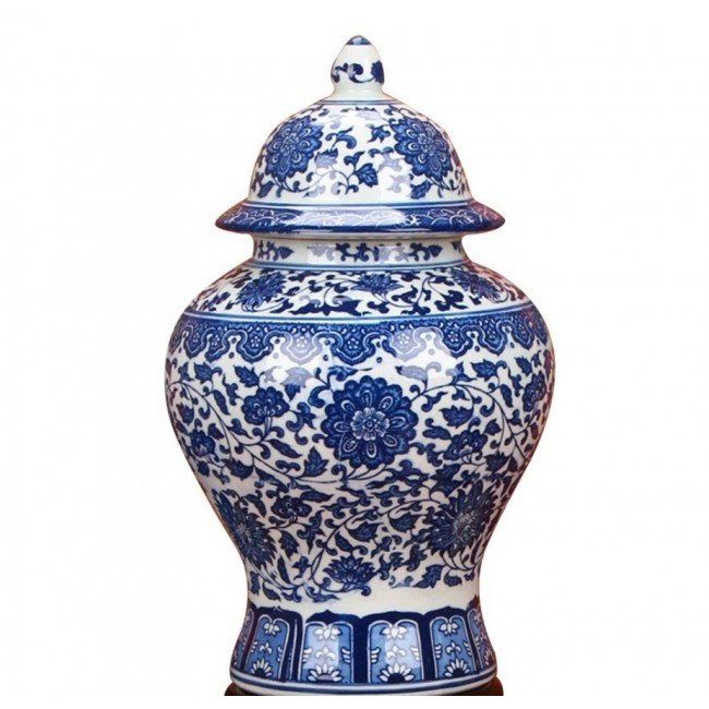 فازه بورسلان بنقشة الورود حجم كبير الزرقاء متوفره بحجمين فازه بورسلان بنقشة الورود حجم كبير الزرقاء متوفره بحجمين