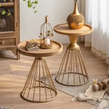 طاولة جانبيه خشب ومعدن فنتيج ستايل متوفر بحجمين طاولة جانبيه خشب ومعدن فنتيج ستايل متوفر بحجمين