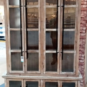 مكتبه جداريه خشب طبيعي قطعتين