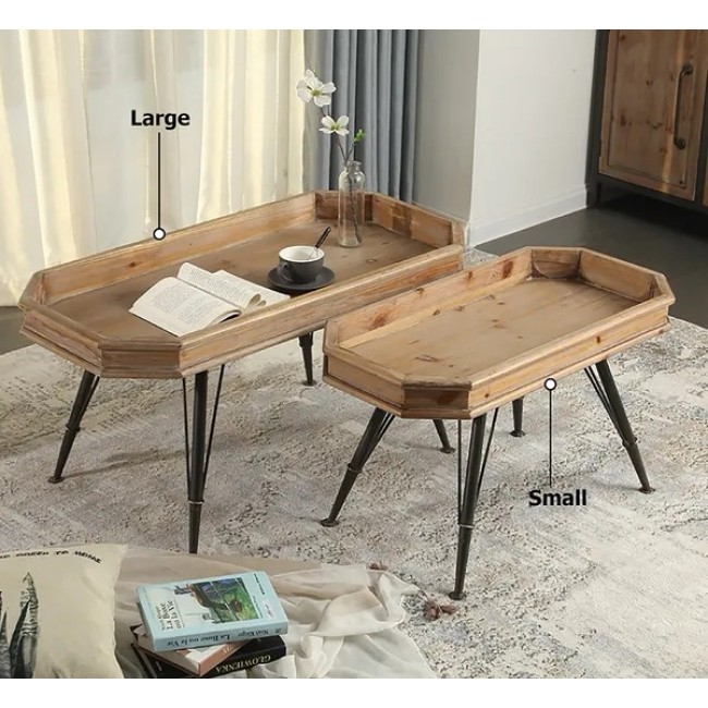 طقم طاولات وسط حبتين خشب بأرجل معدنيه طقم طاولات وسط حبتين خشب بأرجل معدنيه