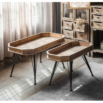 طقم طاولات وسط حبتين خشب بأرجل معدنيه طقم طاولات وسط حبتين خشب بأرجل معدنيه