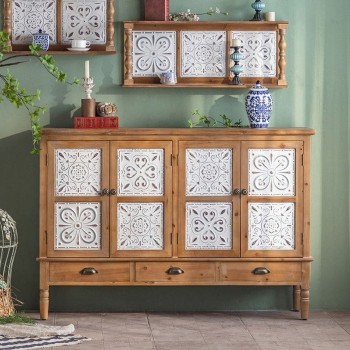 كونسول جداري مصنوع من الخشب الطبيعي حفر يدوي L1562 كونسول جداري مصنوع من الخشب الطبيعي حفر يدوي L1562