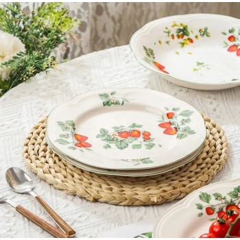 صحن بورسلان مسطح بتصميم الفراوله 20cm