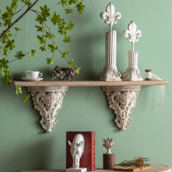 رف جداري خشب طبيعي حفر L1577 رف جداري خشب طبيعي حفر L1577