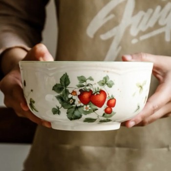 زبديه بورسلان كبيربتصميم الفراوله حجم 15cm زبديه بورسلان كبيربتصميم الفراوله حجم 15cm