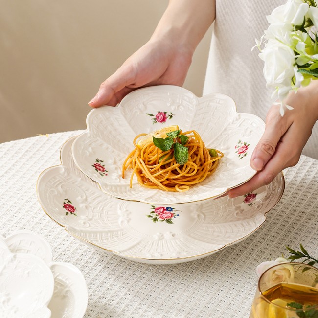 صحن تقديم مجوف بورسلان بتصميم ريفي 