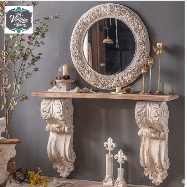 كونسول جداري حفر يدوي شابي شيك مقاس 153cm