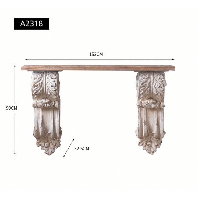 كونسول جداري حفر يدوي شابي شيك مقاس 153cm