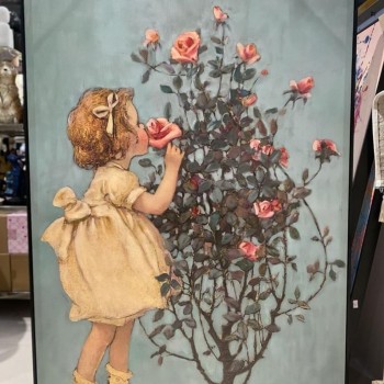 لوحة كانفس طفله الورود بتصميم ريفي -86