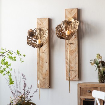 شمعدان جداري خشب طبيعي شمعدان جداري خشب طبيعي