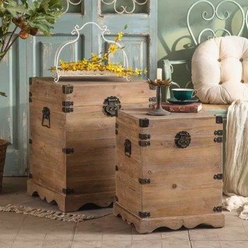 طقم طاولات خشب طبيعي بتصميم صناديق طقم طاولات خشب طبيعي بتصميم صناديق