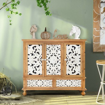 كونسول خشب طبيعي حفر يدوي L7813 كونسول خشب طبيعي حفر يدوي L7813