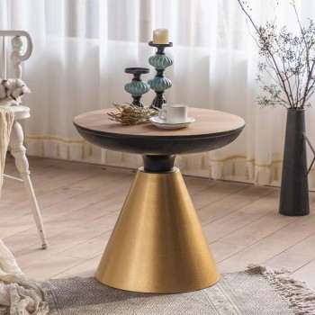 طاولة جانبيه معدن وخشب طبيعي كلاسيك طاولة جانبيه معدن وخشب طبيعي كلاسيك