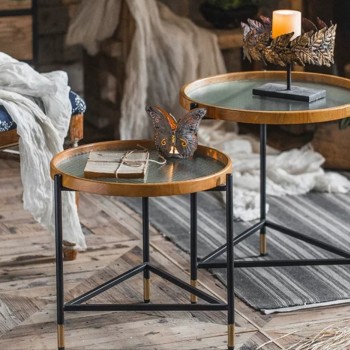 طاولة خدمه مصنوع من المعدن والخشب L7863