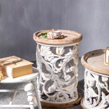 طاوله جانبيه خشب حفر يدوي شابي شيك ستايل 