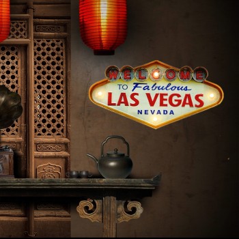 لوحة مضيئه بطاريه معدن فنتيج ستايل لاس فيغاس لوحة مضيئه بطاريه معدن فنتيج ستايل لاس فيغاس