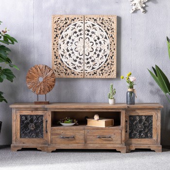 طاولة تلفزيون مصنوعه من الخشب الطبيعي والمعدن طاولة تلفزيون مصنوعه من الخشب الطبيعي والمعدن