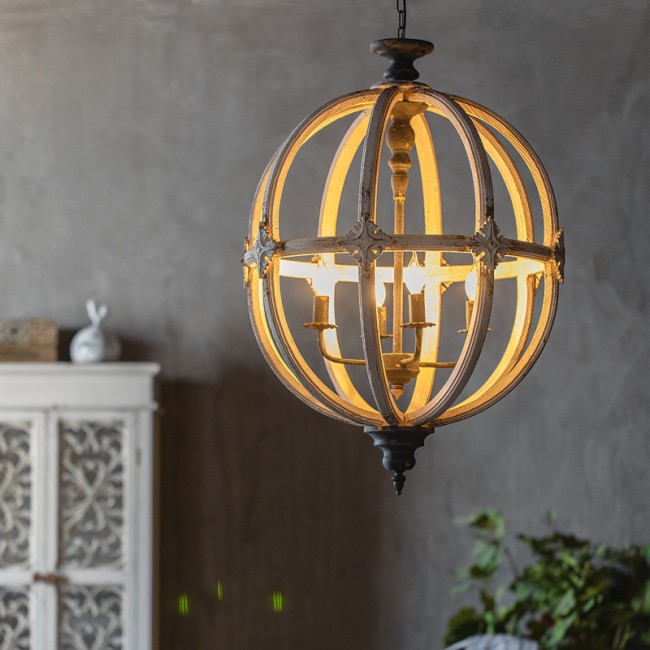 ثريا خشب حفر يدوي دائره