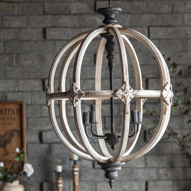 ثريا خشب حفر يدوي دائره