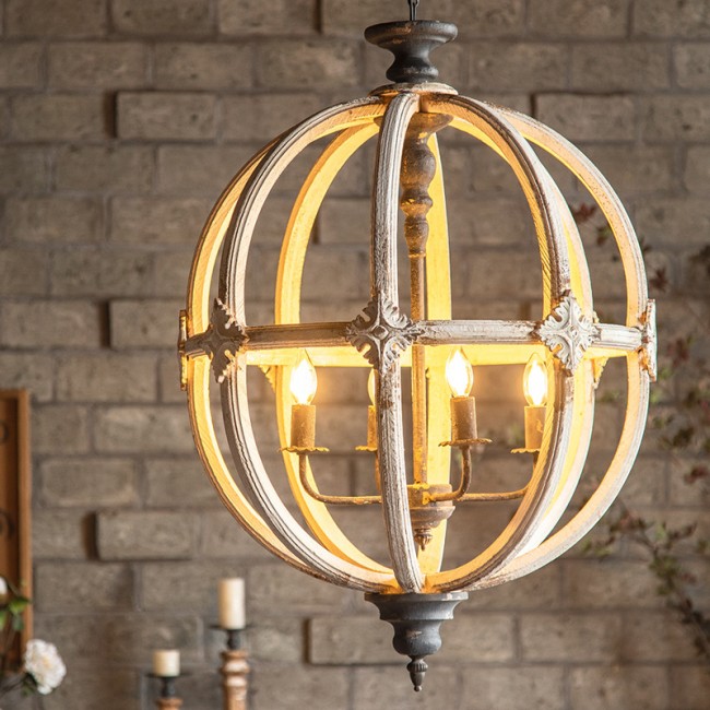 ثريا خشب حفر يدوي دائره