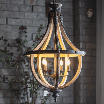 ثريا خشب حفر مطعمه بالمعدن ثريا خشب حفر مطعمه بالمعدن