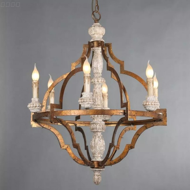 ثريا مصنوعه من المعدن الخشب الطبيعي 