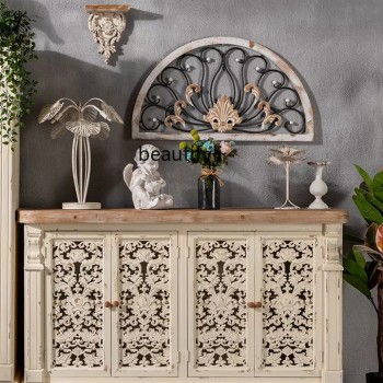 كونسول جداري خشب طبيعي حفر يدوي ابيض كونسول جداري خشب طبيعي حفر يدوي ابيض