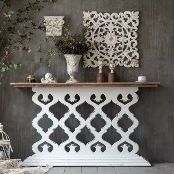 كونسول جداري خشب طبيعي حفر ريترو كونسول جداري خشب طبيعي حفر ريترو