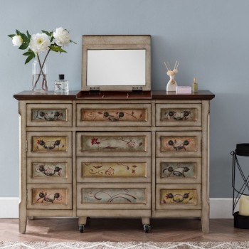 كونسول بمرايا وكرسي خشب طبيعي كونسول بمرايا وكرسي خشب طبيعي