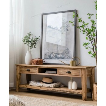 طاولة تلفزيون خشب بتصميم ريفي