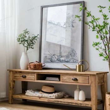 طاولة تلفزيون خشب بتصميم ريفي طاولة تلفزيون خشب بتصميم ريفي