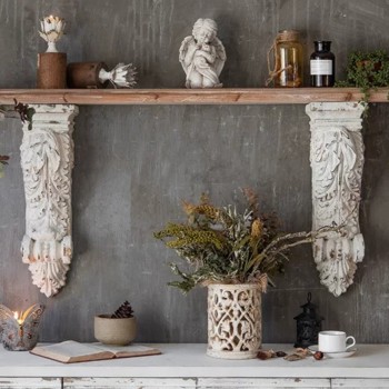 رف خشبي حفر يدوي شابي شيك ستايل رف خشبي حفر يدوي شابي شيك ستايل