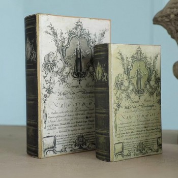  طقم صندوق تخزين ديكوريه مصممه على شكل كتب كلاسيكيه عتيقه العدد 2     L8454