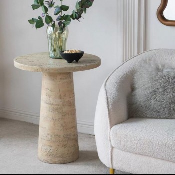 طاوله جانبيه مستديره بقاعده اسطوانيه عصريه جميله L8489