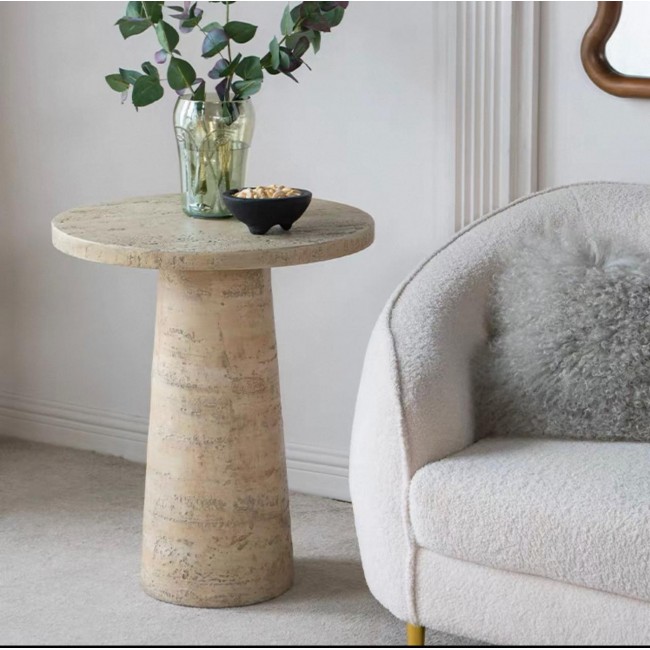 طاوله جانبيه مستديره بقاعده اسطوانيه عصريه جميله L8489