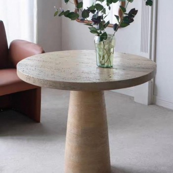 طاوله مستديره بلمسه الفخامه المعاصره الذي يبرز جمال الملمس ولونه الحجري الدافئ 8487