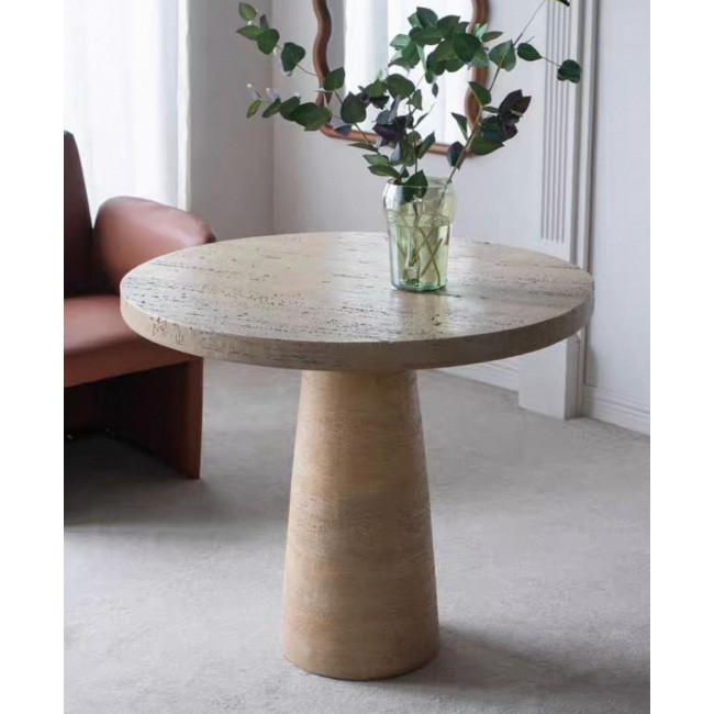 طاوله مستديره بلمسه الفخامه المعاصره الذي يبرز جمال الملمس ولونه الحجري الدافئ 8487