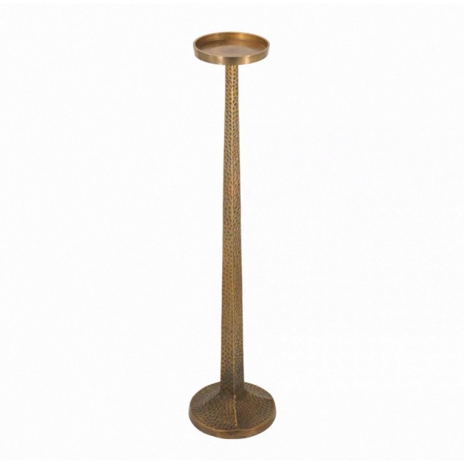 شمعدان معدن فاخر يتميز بتصميمه العمودي ونقوش مطرقه متوفر الحجمين 8519