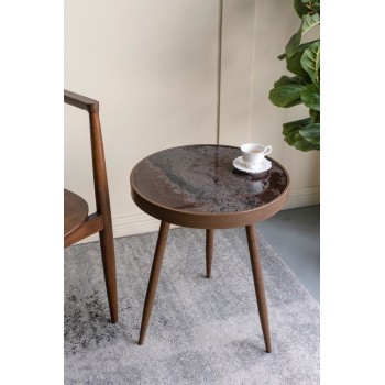 طاوله جانبيه مستديره تحاكي الرخام الداكن يجمع بين البساطة الاسكندنافية والفخامة الكلاسيكية8564